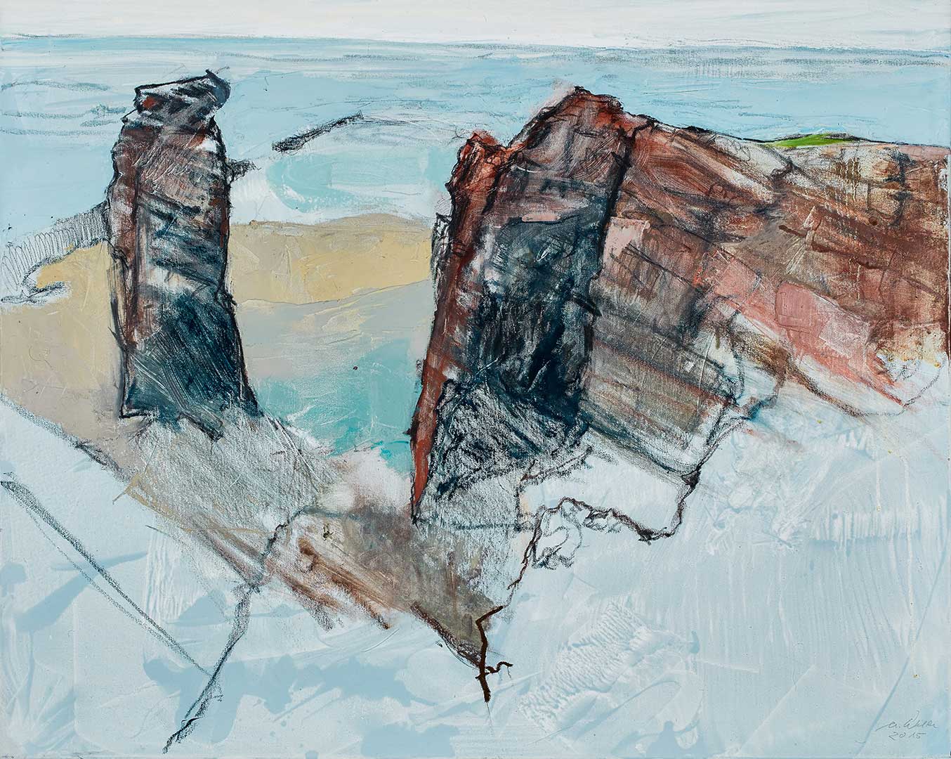 Helgoland 1 | Öl, Ölkreide auf Leinwand | 100 x 80 cm